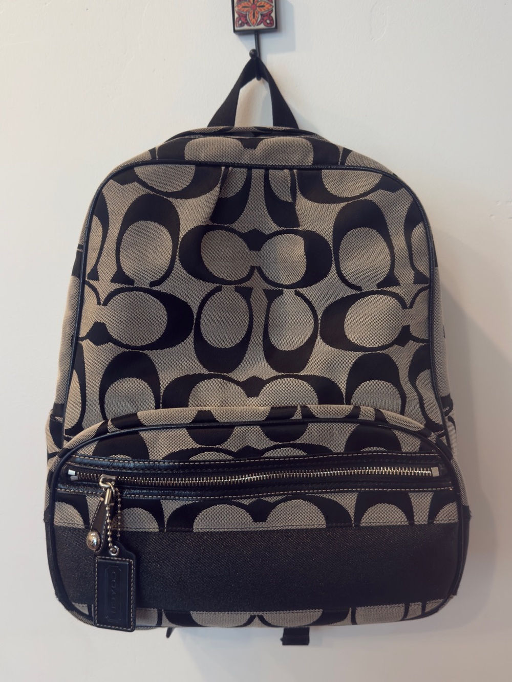 Y2K Era Coach Signature Canvas Black/Tan Backpack